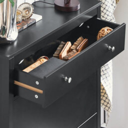 Sobuy Fsr89-Sch, Shoe Cabinet Shoe Rack Shoe Storage Cupboard Organizer Unit With 2 Drop Donw Drawers, Black,w80Xd25Xh108 - thumbnail 6