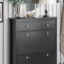 Sobuy Fsr89-Sch, Shoe Cabinet Shoe Rack Shoe Storage Cupboard Organizer Unit With 2 Drop Donw Drawers, Black,w80Xd25Xh108 - thumbnail 7