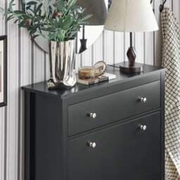 Sobuy Fsr89-Sch, Shoe Cabinet Shoe Rack Shoe Storage Cupboard Organizer Unit With 2 Drop Donw Drawers, Black,w80Xd25Xh108 - thumbnail 5