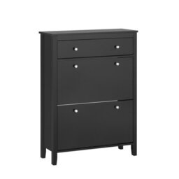 Sobuy Fsr89-Sch, Shoe Cabinet Shoe Rack Shoe Storage Cupboard Organizer Unit With 2 Filp Drawers, Black,w80Xd25Xh108