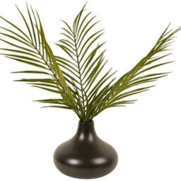 Biznest Modern Palm In Black Ceramic Vase Lush Eye Catching Finish Decorative Home Accent Height 41 Cm