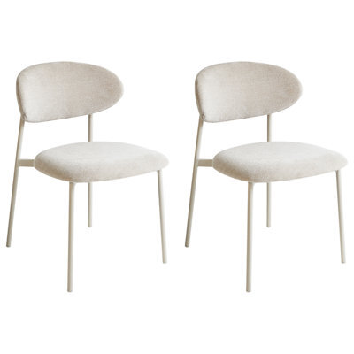 Beliani Set Of 2 Dining Chairs Cowley Chenille Light Beige - image 1
