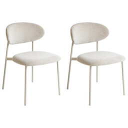 Beliani Set Of 2 Dining Chairs Cowley Chenille Light Beige - thumbnail 1