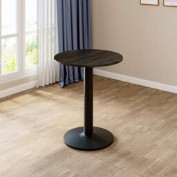 Living And Home Black Round Coffee Table Dining Table With Metal Base Dia 590mm - thumbnail 2