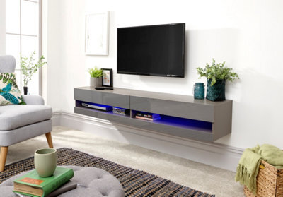 Gfw Galicia 180Cm Wall Tv Unit With Led Grey - image 1