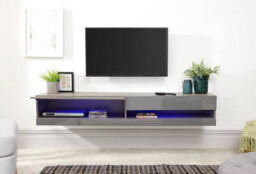 Gfw Galicia 180Cm Wall Tv Unit With Led Grey - thumbnail 2