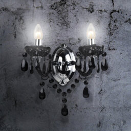 First Choice Lighting Black Acrylic And Chrome Marie Therese Style Twin Wall Light - thumbnail 2
