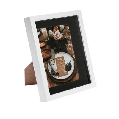 "Nicola Spring 3D Box Photo Frame - 8 X 10"" With 5 X 7"" Mount - White/black" - image 1