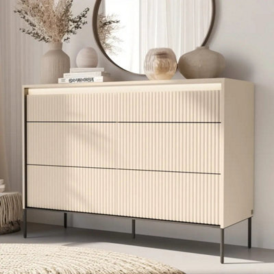 Arte Trend 6 Chest Of Drawers 130Cm - Beige & Black With Led Lighting And Six Spacious Drawers - image 1