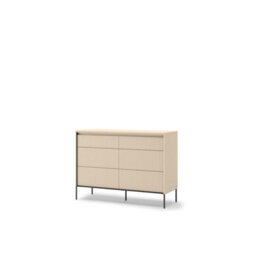 Arte Trend 6 Chest Of Drawers 130Cm - Beige & Black With Led Lighting And Six Spacious Drawers - thumbnail 2