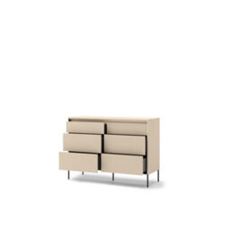 Arte Trend 6 Chest Of Drawers 130Cm - Beige & Black With Led Lighting And Six Spacious Drawers - thumbnail 3