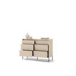 Arte Trend 6 Chest Of Drawers 130Cm - Beige & Black With Led Lighting And Six Spacious Drawers - thumbnail 4