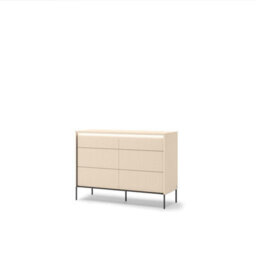 Arte Trend 6 Chest Of Drawers 130Cm - Beige & Black With Led Lighting And Six Spacious Drawers - thumbnail 5