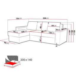 Heros Universal Corner Sofa Bed With Storage And Sleeping Function Light Grey Turquoise - thumbnail 6