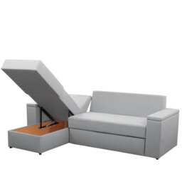Heros Universal Corner Sofa Bed With Storage And Sleeping Function Light Grey Turquoise - thumbnail 4