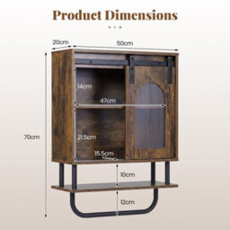 Gainoom Bathroom Wall Cabinet Industrial Medicine Cabinet With Sliding Barn Door & Metal Hanging Bar - thumbnail 2