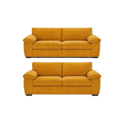 BlissFurniture Ltd Amalfi 3+2 Seater Sofa Set In  Mustard Fabric With Memory Foam Seating