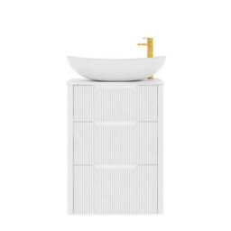 Royal Bathrooms Avenza 600mm Matt White Floor Standing Countertop Bathroom Vanity Unit 3 Drawer With Cesar Basin - thumbnail 6