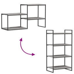 Berkfield Wall Shelves 4 Pcs Grey Sonoma 60X40X1.5 Cm Engineered Wood - thumbnail 8
