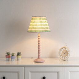 Valuelights Bobbles Rose Pink Bobbin Table Lamp With Pink Aztec Pleated Shade - Led Bulb Included - thumbnail 1