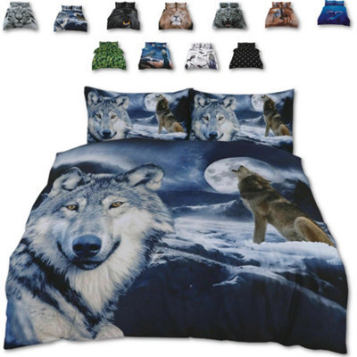 TheWhiteWater Limited Rare Wild Alpha Wolf Bed Set- 3D Animal Printed Single Beddings Duvet Cover + One Matching Pillowcase - image 1