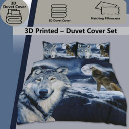 TheWhiteWater Limited Rare Wild Alpha Wolf Bed Set- 3D Animal Printed Single Beddings Duvet Cover + One Matching Pillowcase - thumbnail 4