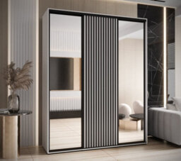 Arte Sapporo Ii - Airy White Mirrored Sliding Door Wardrobe - Compact Storage For Modern Living (H)2050mm (W)1900mm (D)600mm - thumbnail 1