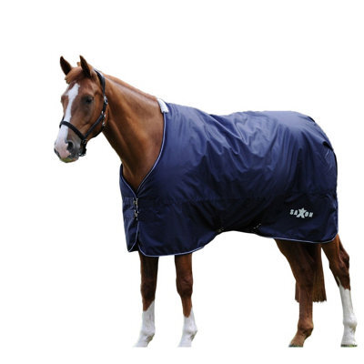 Saxon Defiant Standard-Neck Midweight Horse Turnout Rug Navy/white (4) - image 1