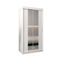 Arte Tokyo 01 Contemporary Mirrored 2 Sliding Door Wardrobe 5 Shelves 2 Rails White Matt (H)2000mm (W)1000mm (D)620mm - thumbnail 1