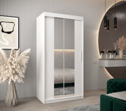 Arte Tokyo 01 Contemporary Mirrored 2 Sliding Door Wardrobe 5 Shelves 2 Rails White Matt (H)2000mm (W)1000mm (D)620mm - thumbnail 2