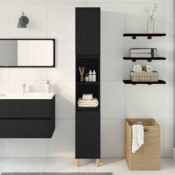 Vidaxl Bathroom Cabinet Black Oak 30 X 30 X 190 Cm Engineered Wood - thumbnail 4