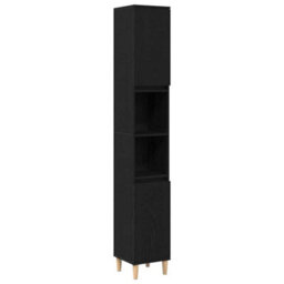 Vidaxl Bathroom Cabinet Black Oak 30 X 30 X 190 Cm Engineered Wood - thumbnail 2