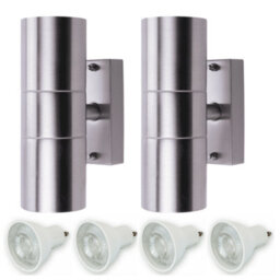 Hispec Up And Down Wall Light: Stainless Steel: 2X Lights & 4X Gu10 - thumbnail 1