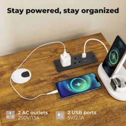 Levede Gaming Desk L Shaped With Usb Charging Port Power Outlet Walnut Color - thumbnail 5