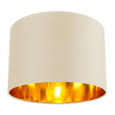 Happy Homewares Contemporary Cream Cotton 12 Table/pendant Lamp Shade With Shiny Copper Inner - image 1