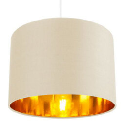 Happy Homewares Contemporary Cream Cotton 12 Table/pendant Lamp Shade With Shiny Copper Inner - thumbnail 3