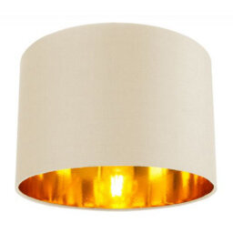 Happy Homewares Contemporary Cream Cotton 12 Table/pendant Lamp Shade With Shiny Copper Inner