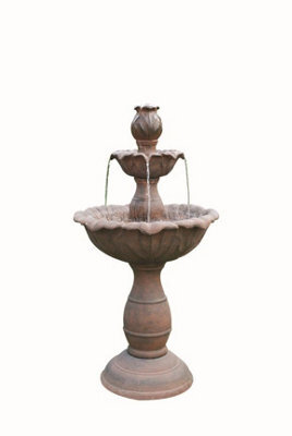 Outdoor Living UK Aqua Creations 3 Tier Rust Fountain Mains Plugin Powered Water Feature With Protective Cover - image 1
