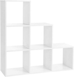 Songmics Stair Shelf, Bookcase, Step Shelf, Standing Shelf, 6 Cubes, Ladder Shelf, Room Divider, Cube Shelf, Freestanding, White - thumbnail 8