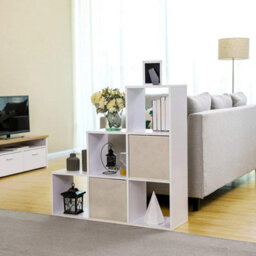 Songmics Stair Shelf, Bookcase, Step Shelf, Standing Shelf, 6 Cubes, Ladder Shelf, Room Divider, Cube Shelf, Freestanding, White - thumbnail 3