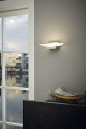 Set Of 2 Modern White Led Wall Lights With Satin Shade - thumbnail 3