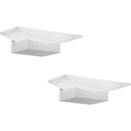 Set Of 2 Modern White Led Wall Lights With Satin Shade