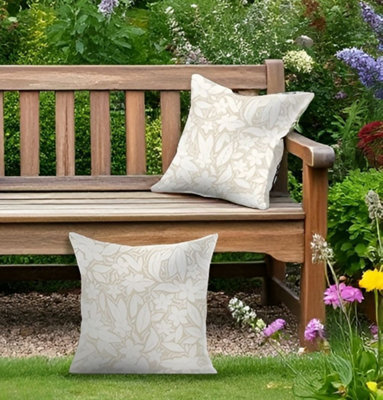 Luxury Living Blossom Outdoor Water-Repellant Cushion - Cream - Pair - image 1
