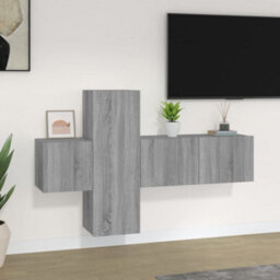 Berkfield 3 Piece Tv Cabinet Set Grey Sonoma Engineered Wood - thumbnail 1
