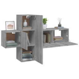 Berkfield 3 Piece Tv Cabinet Set Grey Sonoma Engineered Wood - thumbnail 4