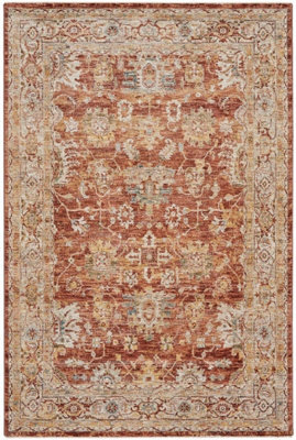 Rust Traditional Rug, 5mm Thick Anti-Shed Bordered Geometric Rug, Luxurious Persian Rug For Dining Room-282Cm X 383Cm - image 1
