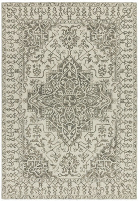 Grey Handmade Luxurious Traditional Rug For Living Room And Bedroom-120Cm X 170Cm