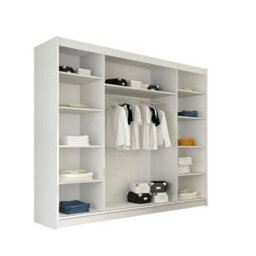 Aston Vi Sliding Door Wardrobe With Mirror Hanging Rails Shelves Black Without Led Lights - thumbnail 4