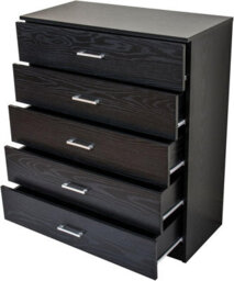 Home Treats Black Chest Of 5 Drawers Wood With Anti Bowing Support 90 X 75 X 36 Cm - thumbnail 7