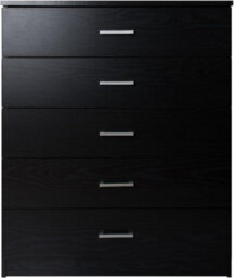 Home Treats Black Chest Of 5 Drawers Wood With Anti Bowing Support 90 X 75 X 36 Cm - thumbnail 4
